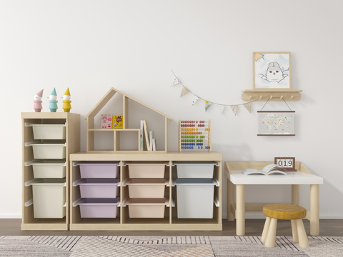 Nordic Solid Wood kids Cabinet Free