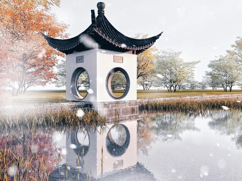 Chinese-style Jiangnan Garden Pavilion