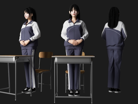 Modern school uniform student beautiful figure