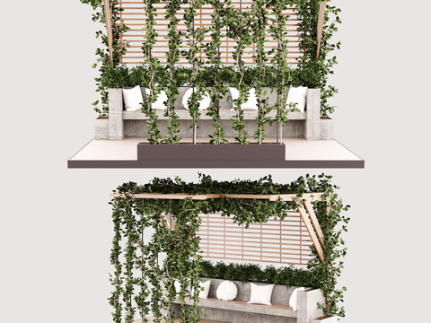 Modern gallery frame vine bamboo pavilion sketch