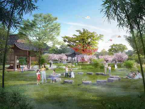 chinese park landscape psd