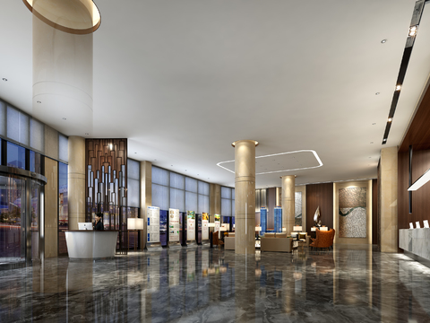 Modern Hotel Lobby Reception Area