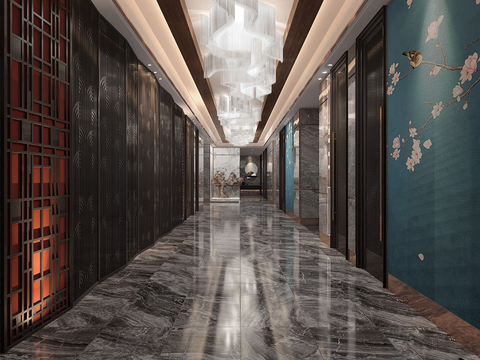 New Chinese Hotel Corridor