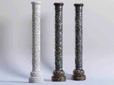 Neo-Chinese Style Xiangyun Carved Stone Pillar