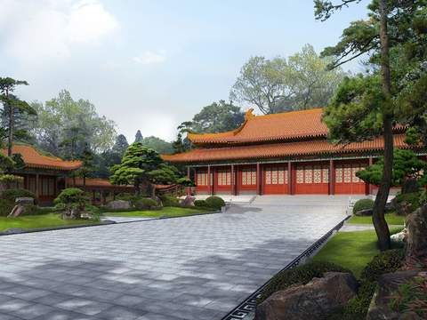 Chinese Park Garden Landscape psd