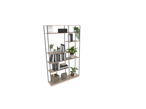 Nordic Simple Stainless Steel Solid Wood Bookshelf Free