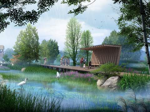 modern wetland landscape psd