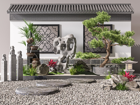 Neo-Chinese Style rockery landscape gardening sketch