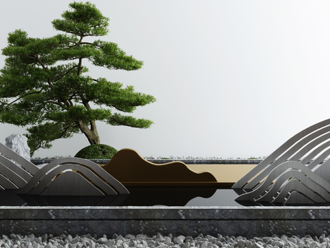 New Chinese pine rockery waterscape