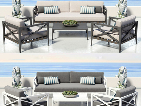 Modern solid wood outdoor sofa combination