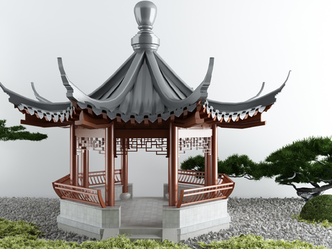 Neo-Chinese Style pavilion gardening sketch