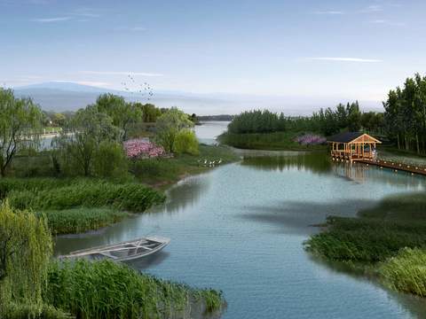 modern wetland landscape psd