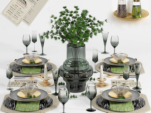 modern dishes tableware hydroponic green plants