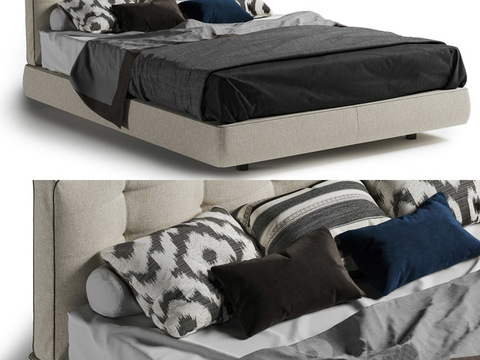 Modern simple fabric double bed free