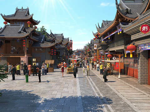 Chinese-style ancient commercial street