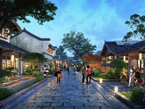 Neo-Chinese Style commercial street pedestrian street landscape psd