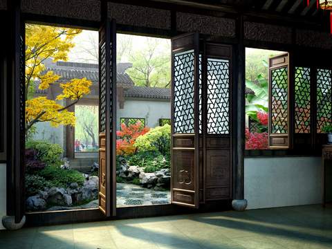 chinese garden plant landscape psd