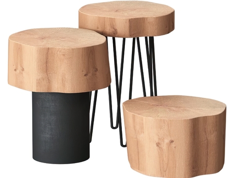 Nordic wooden round stool