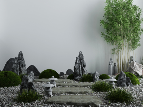 Neo-Chinese Style Bamboo Rock Landscape Sick