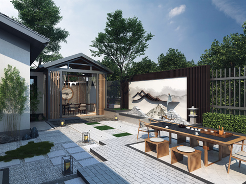 New Chinese-style Villa Courtyard