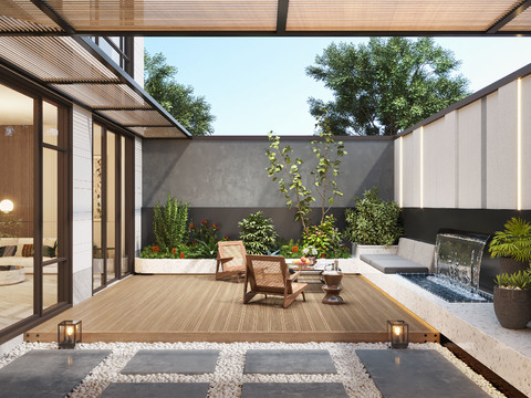 Modern Balcony Courtyard Garden View