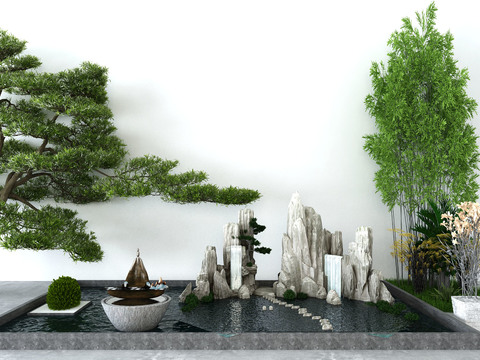 Neo-Chinese Style Garden Landscape sketch