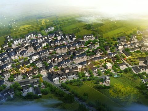 new chinese residential building bird's eye view psd