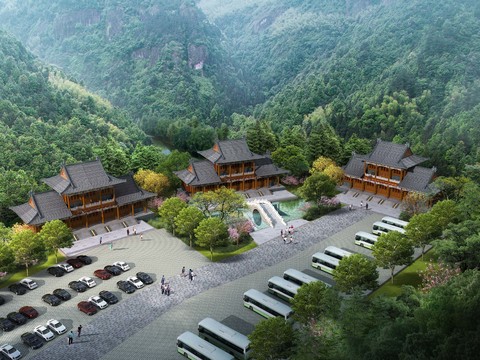 Chinese scenic bird's eye view psd