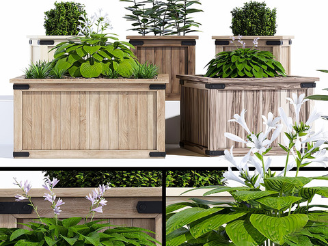 Modern Outdoor Flower Box Green Plant Potted Plant