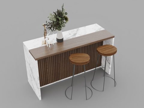 Nordic simple solid wood marble bar free