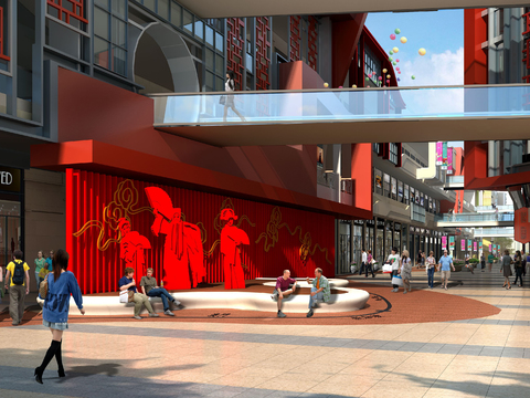 modern commercial street pedestrian street psd