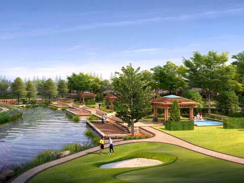 Modern Riverside Park Landscape psd