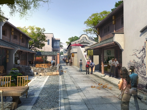 new chinese commercial street pedestrian street psd