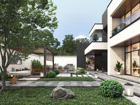 Modern Villa Courtyard