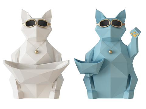 Modern lucky cat sculpture