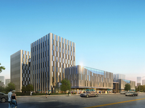 modern office building along the street psd