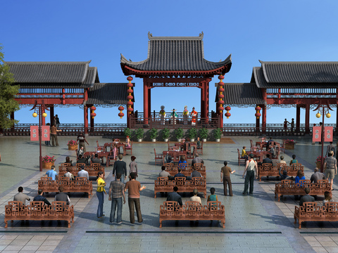 Chinese-style ancient theater stage