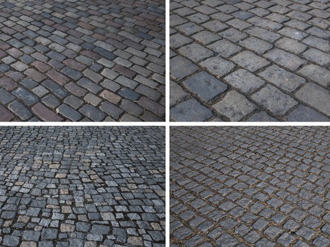 Modern stone brick road pavement