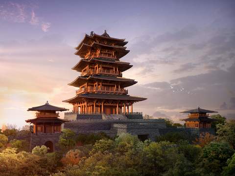 Chinese Ancient Pagoda Appearance psd