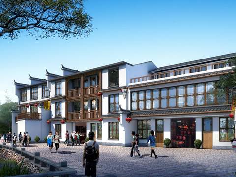 Chinese Commercial Building Appearance psd