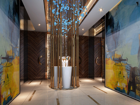 modern hotel public toilet foyer