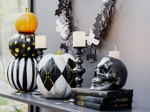 Desktop ornaments skull candlestick lamp books pumpkin sculpture