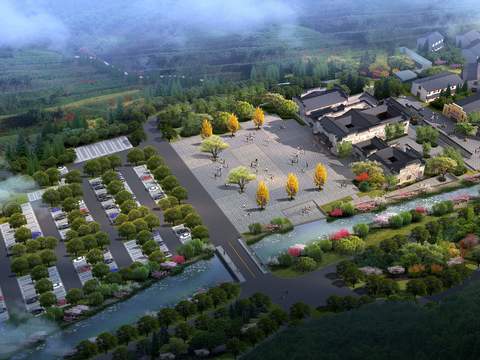 new chinese residential building appearance bird's eye view psd