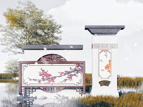 New Chinese Culture Publicity Column Landscape Wall