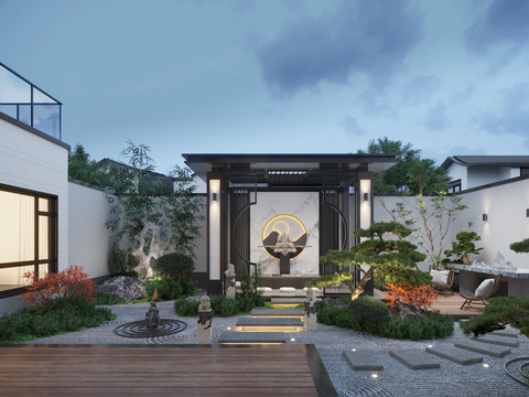 New Chinese-style Villa Courtyard