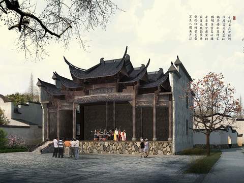 New Chinese Ancient Garden Appearance psd