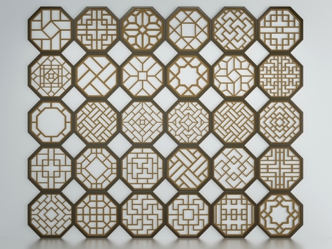 Chinese-style hollowed-out lattice screen partition