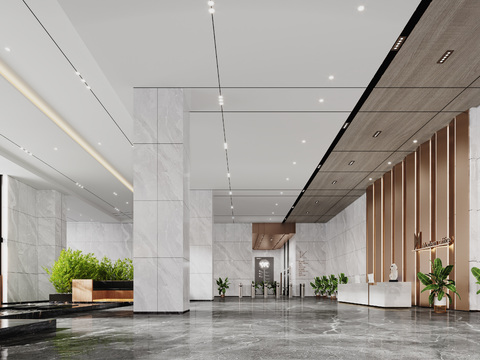 Front Desk in Lobby of Modern Office Building