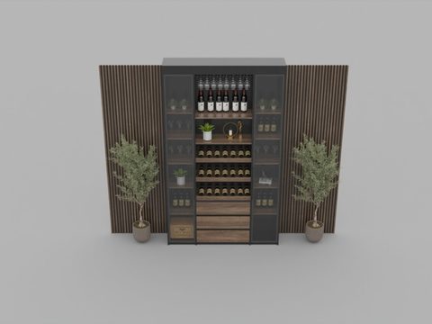 Modern Affordable Luxury Style Solid Wood Glass Wine Cabinet Free