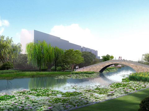 Modern Wetland Park Garden psd